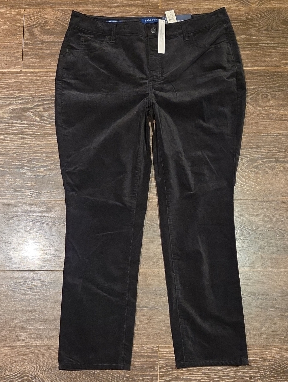 ❤️ NWT! TALBOTS HIGH RISE STRAIGHT LEG PANTS / JEANS IN BLACK VELVET, 14WP